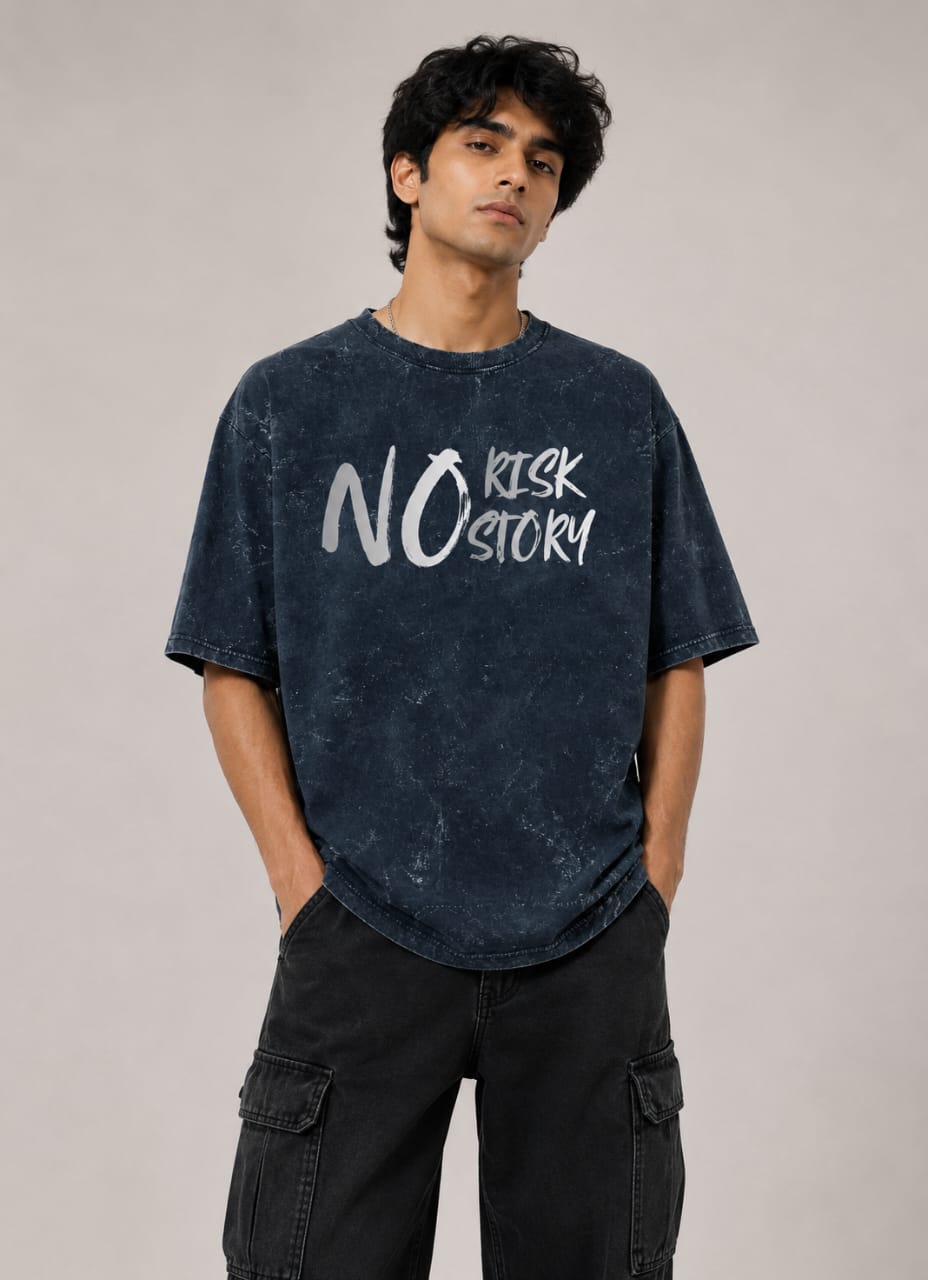 No Risk Men's Acid Washed Oversized Tee