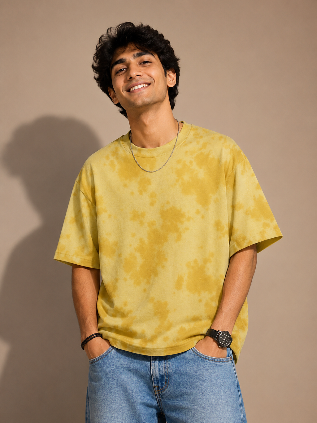 Cheese Tie Dye Men's Oversized T-Shirt
