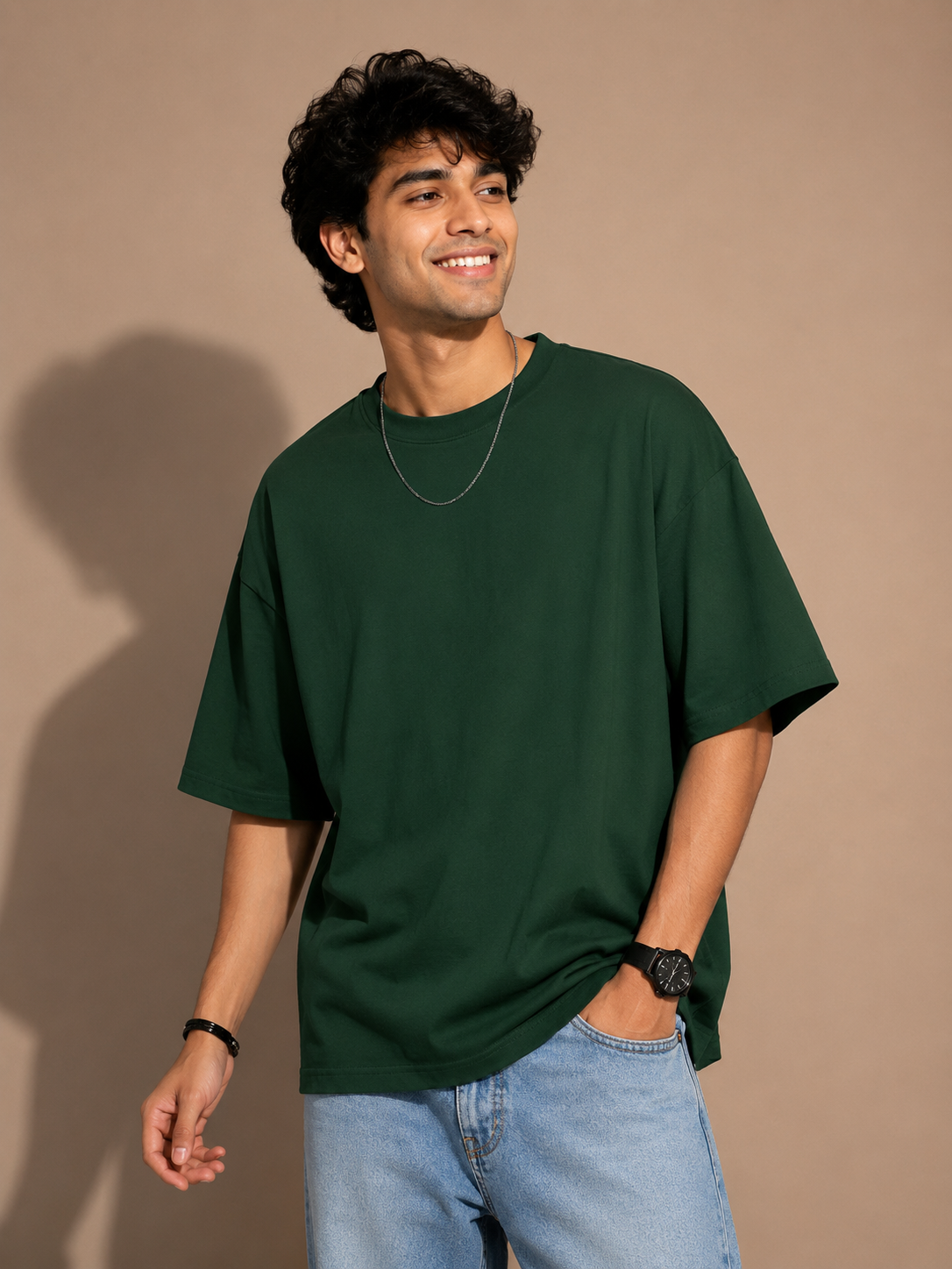 Bottle Green Men's Oversized Tee