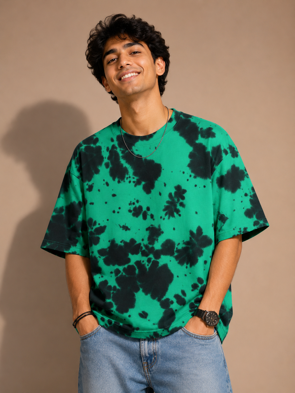 Green-y Tie Dye Men's Oversized T-Shirt