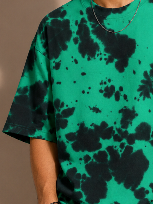 Green-y Tie Dye Men's Oversized T-Shirt